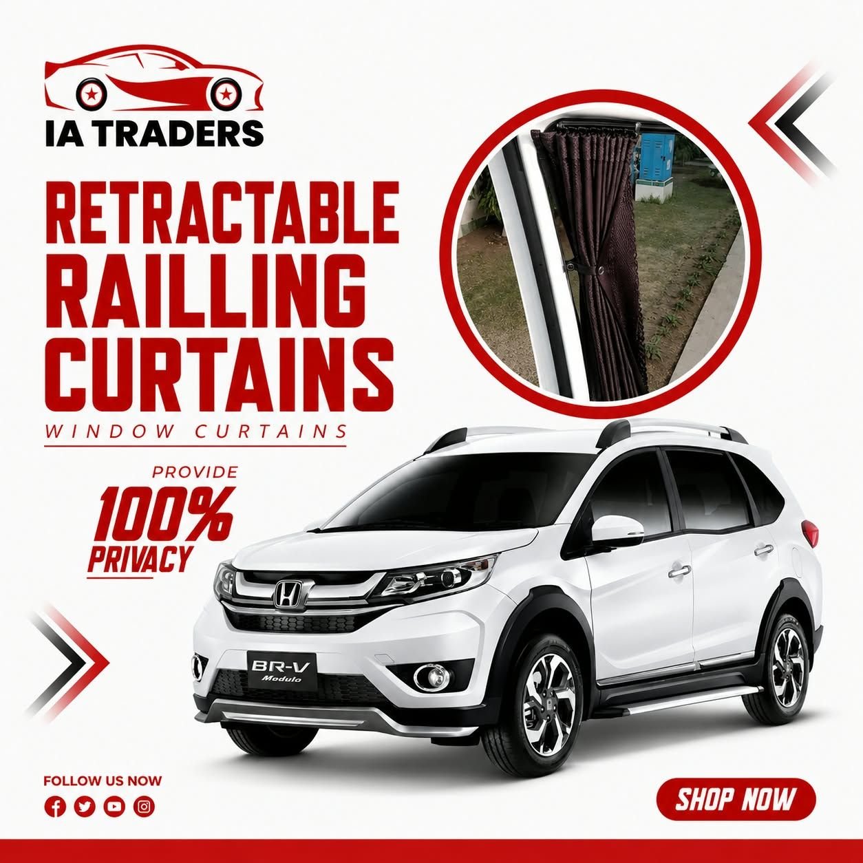 Retractable Railing Curtains — Honda BR-V 2017-23