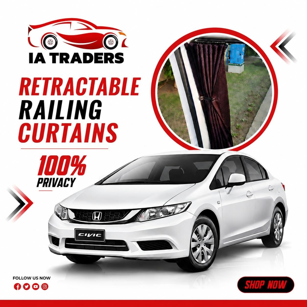Retractable Railing Curtains — Honda Civic 16-21