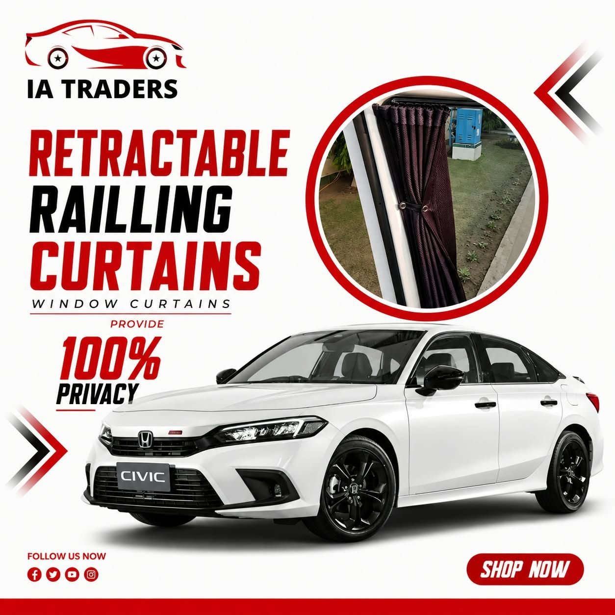 Retractable Railing Curtains — Honda Civic 2022-26