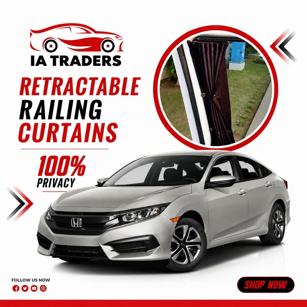 Retractable Railing Curtains — Honda Civic 2006-11