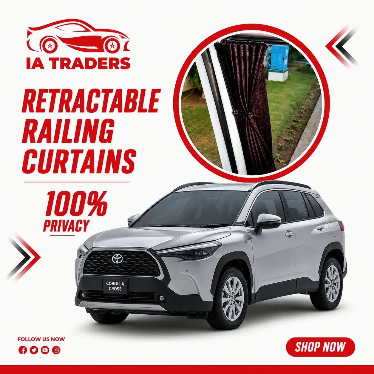 Retractable Railing Curtains — Toyota Corolla Cross 2020-24