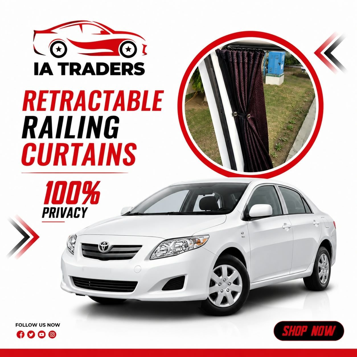 Retractable Railing Curtains — Toyota Corolla 2008-14