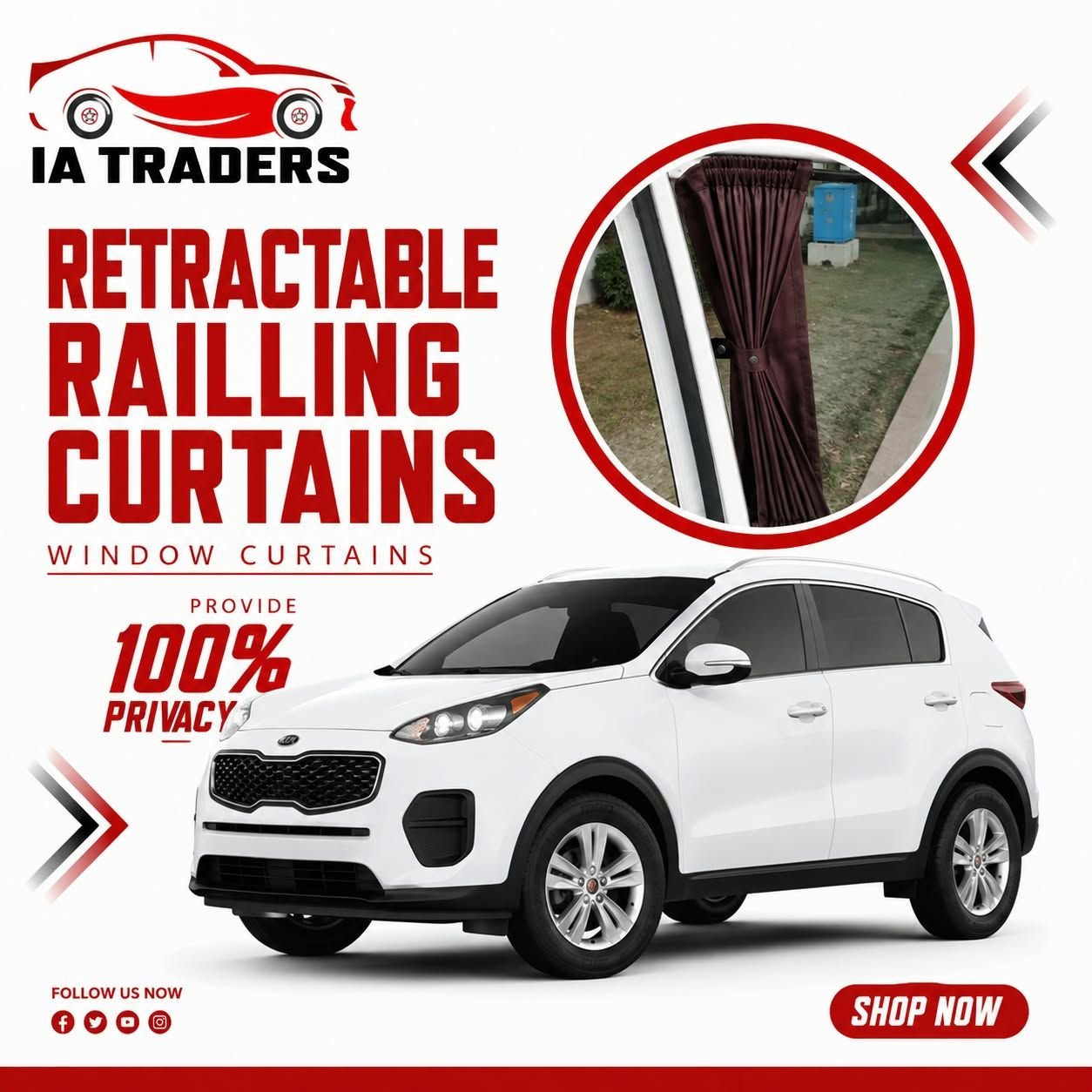Retractable Railing Curtains — KIA Sportage 2019-23
