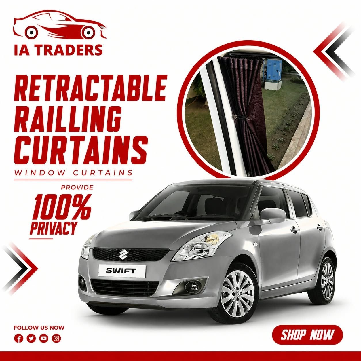 Retractable Railing Curtains — Suzuki Swift 2017-26